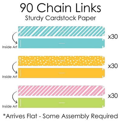 Big Dot Of Happiness Colorful Baby Shower - 90 Chain Links And 30 Paper Tassels Decoration Kit - Gender Neutral Party Paper Chains Garland - 21 Feet 4 Big Dot Of Happiness Colorful Baby Shower - 90 Chain Links And 30 Paper Tassels Decoration Kit - Gender Neutral Party Paper Chains Garland - 21 Feet - Image 4