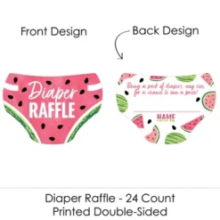 Big Dot Of Happiness Sweet Watermelon - Diaper Shaped Raffle Ticket Inserts - Fruit Baby Shower Activities - Diaper Raffle Game - Set Of 24