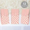 Big Dot Of Happiness Pink Checkered Party - Gift Favor Bags - Party Goodie Boxes - Set Of 12