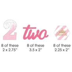 Big Dot Of Happiness 2nd Birthday Little Princess Crown - Paper Straw Decor - Pink & Gold Second Birthday Party Striped Decorative Straws - Set Of 24