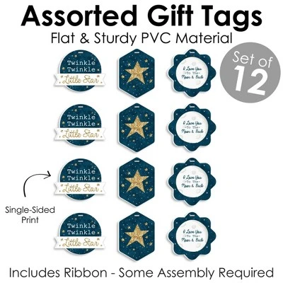 Big Dot Of Happiness Twinkle Twinkle Little Star - Assorted Hanging Baby Shower Or Birthday Party Favor Tags - Gift Tag Toppers - Set Of 12 3 Big Dot Of Happiness Twinkle Twinkle Little Star - Assorted Hanging Baby Shower Or Birthday Party Favor Tags - Gift Tag Toppers - Set Of 12 - Image 3