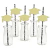 Big Dot Of Happiness Gold Glitter Grad Cap Party Straws - No-Mess Real Gold Glitter Cut-Outs & Decorative Graduation Party Paper Straws - Set Of 24