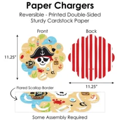 Big Dot Of Happiness Pirate Ship Adventures - Skull Birthday Party Paper Charger And Table Decorations - Chargerific Kit - Place Setting For 8 -Aurora Party Sales GUEST 77dd16d3 12e7 4d7e b27d 91e175994e05