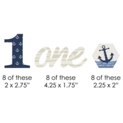 Big Dot Of Happiness 1st Birthday Ahoy - Nautical - Paper Straw Decor - First Birthday Party Striped Decorative Straws - Set Of 24