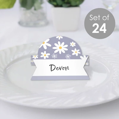 Big Dot Of Happiness Purple Daisy Flowers - Floral Party Tent Buffet Card - Table Setting Name Place Cards - Set Of 24 1 Big Dot Of Happiness Purple Daisy Flowers - Floral Party Tent Buffet Card - Table Setting Name Place Cards - Set Of 24