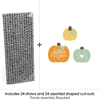 Big Dot Of Happiness Little Pumpkin - Paper Straw Decor - Fall Birthday Party Or Baby Shower Striped Decorative Straws - Set Of 24 2 Big Dot Of Happiness Little Pumpkin - Paper Straw Decor - Fall Birthday Party Or Baby Shower Striped Decorative Straws - Set Of 24 - Image 2