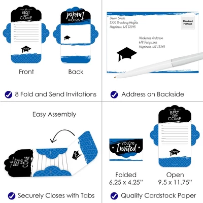 Big Dot Of Happiness Blue Grad - Best Is Yet To Come - Fill-In Cards - Royal Blue Graduation Party Fold And Send Invitations - Set Of 8 2 Big Dot Of Happiness Blue Grad - Best Is Yet To Come - Fill-In Cards - Royal Blue Graduation Party Fold And Send Invitations - Set Of 8 - Image 2