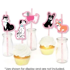 Big Dot Of Happiness Pawty Like A Puppy Girl - Paper Straw Decor - Pink Dog Baby Shower Or Birthday Party Striped Decorative Straws - Set Of 24 -Aurora Party Sales GUEST 79c7ee81 f106 483a 8e27 1ab2dd28390f