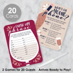Big Dot Of Happiness But First, Wine - 2-in-1 Wine Tasting Party Cards - Activity Duo Games - Set Of 20