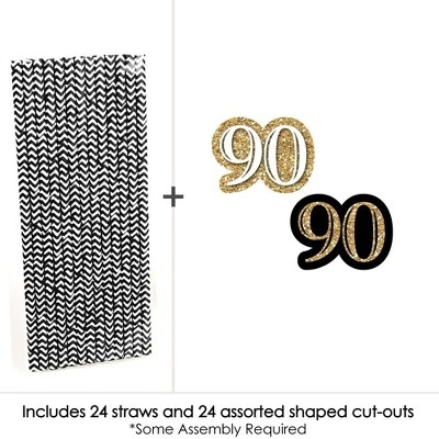 Big Dot Of Happiness Adult 90th Birthday - Gold - Paper Straw Decor - Birthday Party Striped Decorative Straws - Set Of 24 2 Big Dot Of Happiness Adult 90th Birthday - Gold - Paper Straw Decor - Birthday Party Striped Decorative Straws - Set Of 24 - Image 2