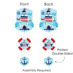 Big Dot Of Happiness Ahoy It's A Boy - Nautical Baby Shower DIY Dangler Backdrop - Hanging Vertical Decorations - 30 Pieces -Aurora Party Sales GUEST 7c02acb8 d661 4079 8990 0826dec59a77