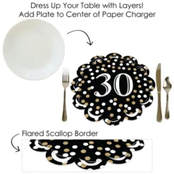 Big Dot Of Happiness Adult 30th Birthday - Gold - Birthday Party Round Table Decorations - Paper Chargers - Place Setting For 12 -Aurora Party Sales GUEST 7c5f2672 f9c1 418f a275 9ba56d46b76e