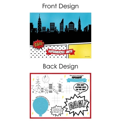 Big Dot Of Happiness Bam Superhero - Paper Birthday Party Coloring Sheets - Activity Placemats - Set Of 16 4 Big Dot Of Happiness Bam Superhero - Paper Birthday Party Coloring Sheets - Activity Placemats - Set Of 16 - Image 4