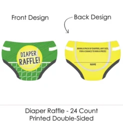 Big Dot Of Happiness You Got Served - Tennis - Diaper Shaped Raffle Ticket Inserts - Baby Shower Activities - Diaper Raffle Game - Set Of 24