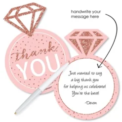 Big Dot Of Happiness Bride Squad - Shaped Thank You Cards - Rose Gold Bridal Shower Bachelorette Party Thank You Note Cards With Envelopes - Set Of 12