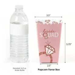 Big Dot Of Happiness Bride Squad - Rose Gold Bridal Shower Or Bachelorette Party Favor Popcorn Treat Boxes - Set Of 12