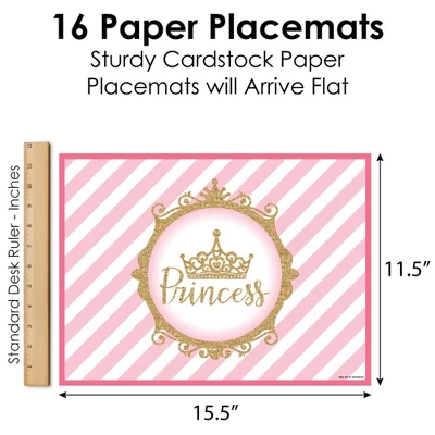 Big Dot Of Happiness Little Princess Crown - Party Table Decorations - Pink And Gold Princess Baby Shower Or Birthday Party Placemats - Set Of 16 3 Big Dot Of Happiness Little Princess Crown - Party Table Decorations - Pink And Gold Princess Baby Shower Or Birthday Party Placemats - Set Of 16 - Image 3