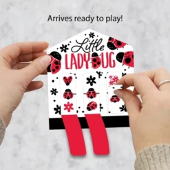 Big Dot Of Happiness Happy Little Ladybug - Baby Shower Or Birthday Party Game Pickle Cards - Pull Tabs 3-in-a-Row - Set Of 12
