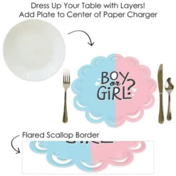 Big Dot Of Happiness Baby Gender Reveal - Team Boy Or Girl Party Round Table Decorations - Paper Chargers - Place Setting For 12 -Aurora Party Sales GUEST 7def4c1e 6ca8 4115 b228 4cb4528a55a7