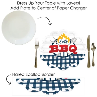 Big Dot Of Happiness Fire Up The Grill - Summer BBQ Picnic Party Round Table Decorations - Paper Chargers - Place Setting For 12 6 Big Dot Of Happiness Fire Up The Grill - Summer BBQ Picnic Party Round Table Decorations - Paper Chargers - Place Setting For 12 - Image 6