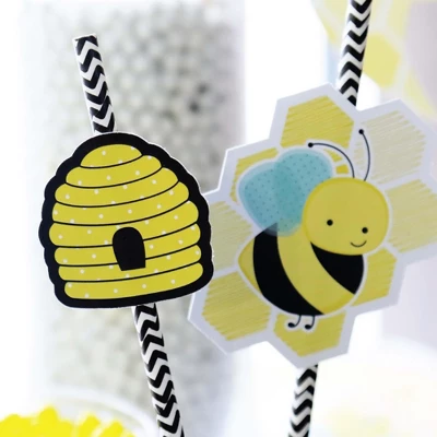 Big Dot Of Happiness Honey Bee Paper Straw Decor - Baby Shower Or Birthday Party Striped Decorative Straws - Set Of 24 5 Big Dot Of Happiness Honey Bee Paper Straw Decor - Baby Shower Or Birthday Party Striped Decorative Straws - Set Of 24 - Image 5