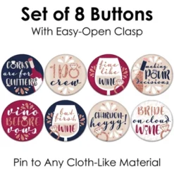 Big Dot Of Happiness Vino Before Vows - 3 Inch Winery Bridal Shower Or Bachelorette Party Badge - Pinback Buttons - Set Of 8 -Aurora Party Sales GUEST 8043bfb3 6e7e 4cfb becd f0d27ca6c1b6