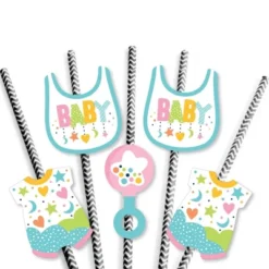 Big Dot Of Happiness Colorful Baby Shower - Paper Straw Decor - Gender Neutral Party Striped Decorative Straws - Set Of 24 -Aurora Party Sales GUEST 814c1ede 6ccc 4877 9565 c80e8f4ceddd