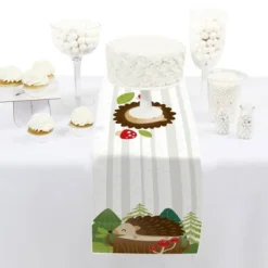 Big Dot Of Happiness Forest Hedgehogs - Petite Woodland Birthday Party Or Baby Shower Paper Table Runner - 12 X 60 Inches
