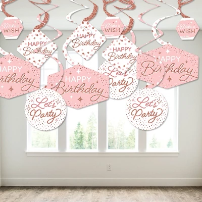 Big Dot Of Happiness Pink Rose Gold Birthday - Happy Birthday Party Hanging Decor - Party Decoration Swirls - Set Of 40 2 Big Dot Of Happiness Pink Rose Gold Birthday - Happy Birthday Party Hanging Decor - Party Decoration Swirls - Set Of 40 - Image 2