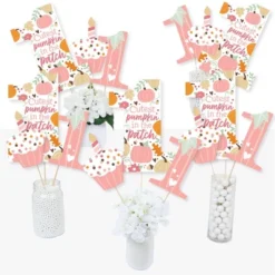 Big Dot Of Happiness 1st Birthday Girl Little Pumpkin - Fall First Birthday Party Centerpiece Sticks - Table Toppers - Set Of 15