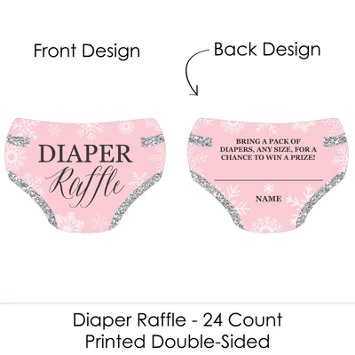 Big Dot Of Happiness Pink Winter Wonderland - Diaper Shaped Raffle Ticket Inserts - Snowflake Baby Shower Activities - Diaper Raffle Game - Set Of 24 1 Big Dot Of Happiness Pink Winter Wonderland - Diaper Shaped Raffle Ticket Inserts - Snowflake Baby Shower Activities - Diaper Raffle Game - Set Of 24