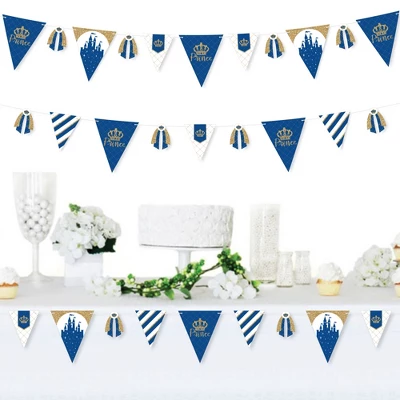 Big Dot Of Happiness Royal Prince Charming - DIY Baby Shower Or Birthday Party Pennant Garland Decoration - Triangle Banner - 30 Pieces 1 Big Dot Of Happiness Royal Prince Charming - DIY Baby Shower Or Birthday Party Pennant Garland Decoration - Triangle Banner - 30 Pieces