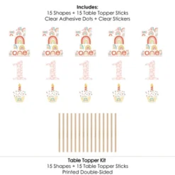 Big Dot Of Happiness 1st Birthday Hello Rainbow - Boho First Birthday Party Centerpiece Sticks - Table Toppers - Set Of 15 -Aurora Party Sales GUEST 820ff869 0271 437d 88ff 916809cf2fc9