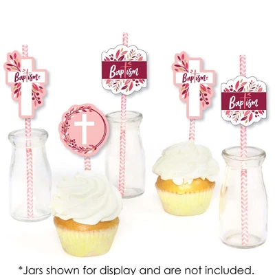 Big Dot Of Happiness Baptism Pink Elegant Cross - Paper Straw Decor - Girl Religious Party Striped Decorative Straws - Set Of 24 3 Big Dot Of Happiness Baptism Pink Elegant Cross - Paper Straw Decor - Girl Religious Party Striped Decorative Straws - Set Of 24 - Image 3