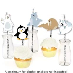 Big Dot Of Happiness Arctic Polar Animals - Paper Straw Decor - Winter Baby Shower Or Birthday Party Striped Decorative Straws - Set Of 24 -Aurora Party Sales GUEST 834b58eb 06c1 490d 8073 694fb836619c