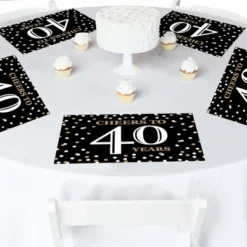 Big Dot Of Happiness Adult 40th Birthday - Gold - Party Table Decorations - Birthday Party Placemats - Set Of 16
