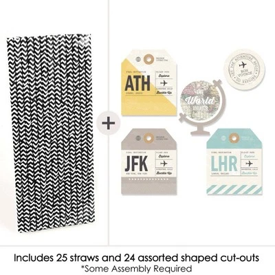 Big Dot Of Happiness World Awaits Paper Straw Decor - Travel Themed Party Striped Decorative Straws - Set Of 24 2 Big Dot Of Happiness World Awaits Paper Straw Decor - Travel Themed Party Striped Decorative Straws - Set Of 24 - Image 2