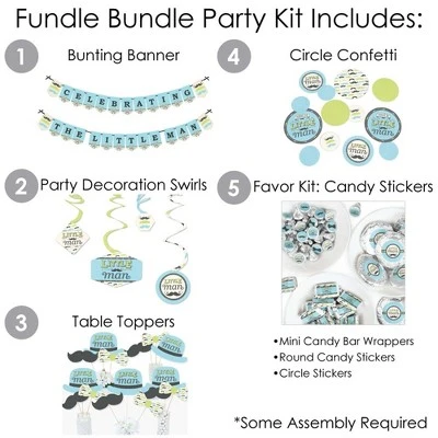 Big Dot Of Happiness Dashing Little Man Mustache Party - Baby Shower Or Birthday Party Supplies - Banner Decoration Kit - Fundle Bundle 1 Big Dot Of Happiness Dashing Little Man Mustache Party - Baby Shower Or Birthday Party Supplies - Banner Decoration Kit - Fundle Bundle