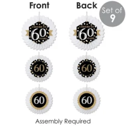 Big Dot Of Happiness Adult 60th Birthday - Gold - Hanging Birthday Party Tissue Decoration Kit - Paper Fans - Set Of 9 9 Big Dot Of Happiness Adult 60th Birthday - Gold - Hanging Birthday Party Tissue Decoration Kit - Paper Fans - Set Of 9 -Aurora Party Sales GUEST 88325c57 7aaf 4f14 867e bfedcf10873b