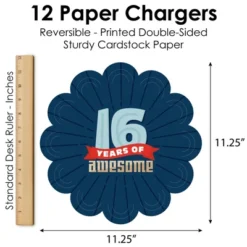 Big Dot Of Happiness Boy 16th Birthday - Sweet Sixteen Birthday Party Round Table Decorations - Paper Chargers - Place Setting For 12 -Aurora Party Sales GUEST 884ab8ee 1595 4f1f 89f9 e4f5b17b419d