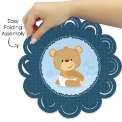 Big Dot Of Happiness Baby Boy Teddy Bear - Baby Shower Round Table Decorations - Paper Chargers - Place Setting For 12 -Aurora Party Sales GUEST 896260fa 7112 491c 86a2 de426b65e1dd