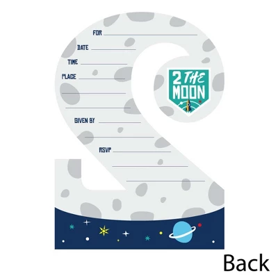 Big Dot Of Happiness 2nd Birthday Two The Moon - Shaped Fill-in Invites - Space Second Birthday Party Invitation Cards With Envelopes - Set Of 12 3 Big Dot Of Happiness 2nd Birthday Two The Moon - Shaped Fill-in Invites - Space Second Birthday Party Invitation Cards With Envelopes - Set Of 12 - Image 3