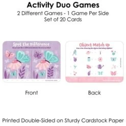 Big Dot Of Happiness Beautiful Butterfly - 2-in-1 Floral Baby Shower Or Birthday Party Cards - Activity Duo Games - Set Of 20 -Aurora Party Sales GUEST 8b51949a db87 41d4 bace 9835075ed903