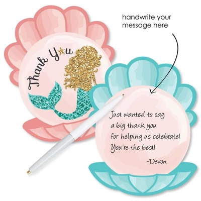 Big Dot Of Happiness Let's Be Mermaids - Shaped Thank You Cards - Baby Shower Or Birthday Party Thank You Note Cards With Envelopes - Set Of 12 1 Big Dot Of Happiness Let's Be Mermaids - Shaped Thank You Cards - Baby Shower Or Birthday Party Thank You Note Cards With Envelopes - Set Of 12