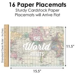 Big Dot Of Happiness World Awaits - Party Table Decorations - Travel Themed Party Placemats - Set Of 16 -Aurora Party Sales GUEST 8d111664 de02 4d7b 8fe4 80cb254d35a7