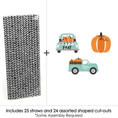 Big Dot Of Happiness Happy Fall Truck - Paper Straw Decor - Harvest Pumpkin Party Striped Decorative Straws - Set Of 24 2 Big Dot Of Happiness Happy Fall Truck - Paper Straw Decor - Harvest Pumpkin Party Striped Decorative Straws - Set Of 24 - Image 2