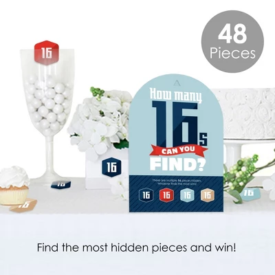 Big Dot Of Happiness Boy 16th Birthday - Sweet Sixteen Birthday Party Scavenger Hunt - 1 Stand And 48 Game Pieces - Hide And Find Game 1 Big Dot Of Happiness Boy 16th Birthday - Sweet Sixteen Birthday Party Scavenger Hunt - 1 Stand And 48 Game Pieces - Hide And Find Game