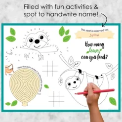 Big Dot Of Happiness Let's Hang - Sloth - Paper Birthday Party Coloring Sheets - Activity Placemats - Set Of 16