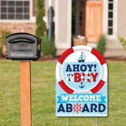 Big Dot Of Happiness Ahoy It's A Boy - Party Decorations - Nautical Baby Shower Welcome Yard Sign