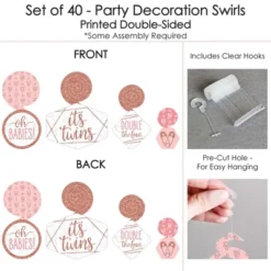 Big Dot Of Happiness It's Twin Girls - Pink And Rose Gold Twins Baby Shower Hanging Decor - Party Decoration Swirls - Set Of 40 9 Big Dot Of Happiness It's Twin Girls - Pink And Rose Gold Twins Baby Shower Hanging Decor - Party Decoration Swirls - Set Of 40 -Aurora Party Sales GUEST 8e967608 0f2c 4f32 acad f9df00d8c1b9